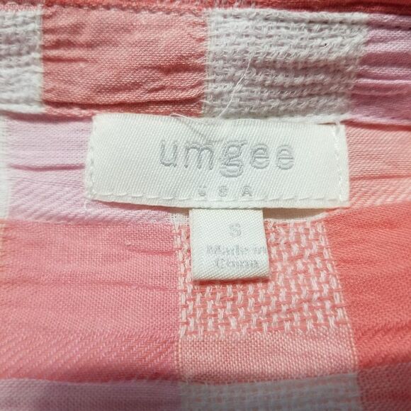 Umgee pink/peach plaid button down shirt - Picture 4 of 5